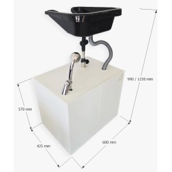 Self-contained portable washbasin. Hot water tank. Electric pump