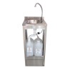 Self-contained stainless steel handwashing sink, Higienex Plus. Electric pump