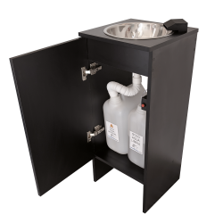 Évier portatif autonome Mini Clinic NOIR. Robinet cascade extra bas Noir. Électrique