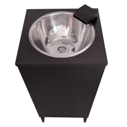 Évier portatif autonome Mini Clinic NOIR. Robinet cascade extra bas Noir. Électrique