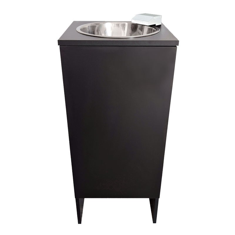 Évier portatif autonome Mini Clinic NOIR. Robinet cascade extra bas Noir. Électrique