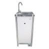 Lavamanos autónomo ElectroECO inoxidable y melamina blanca. Bomba eléctrica. Pulsador de pie. 2 garrafas de 10 litros