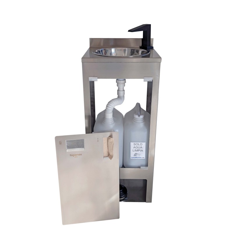Lavamanos Autónomo Portátil Higienex Plus Inox · Servilletero y Papelera Integrados