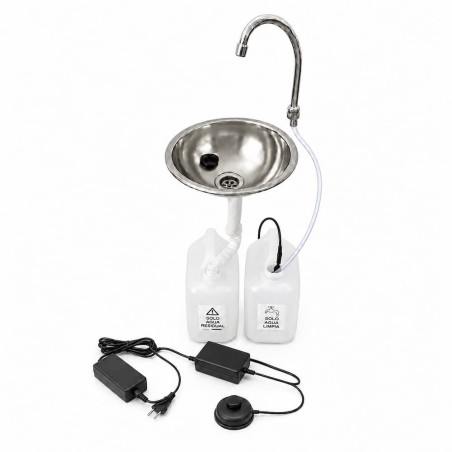 Kit lava-mãos autônomo para bancada. Bomba elétrica