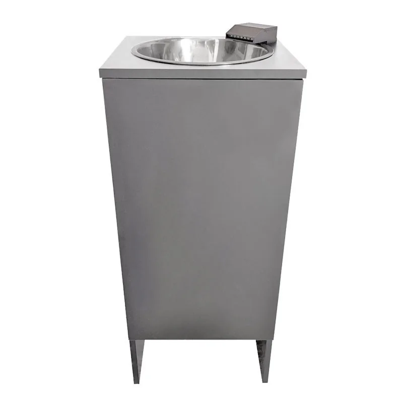 Lavamanos autónomo gris con grifo clic cascada de carcasa intercambiable